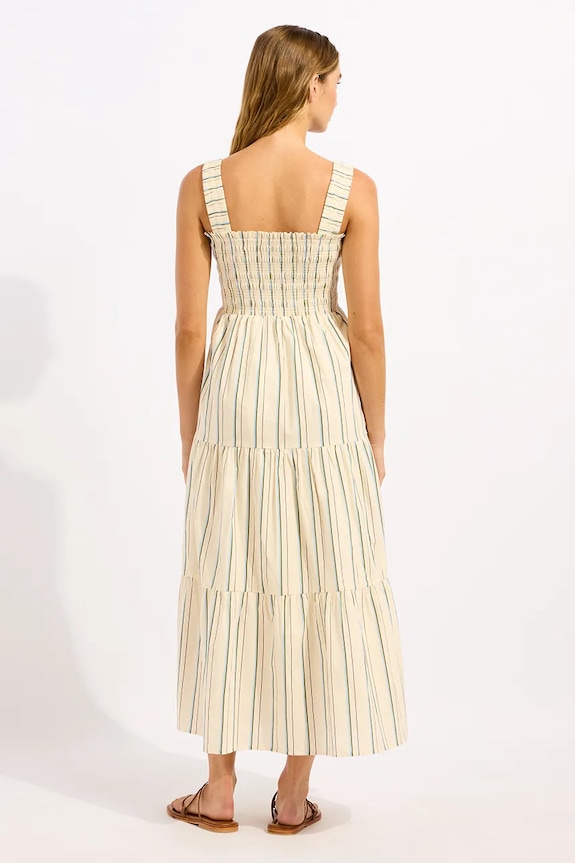 Seafolly rochie din vâscoză Stripe Faithfull 55649.DR bej SS26