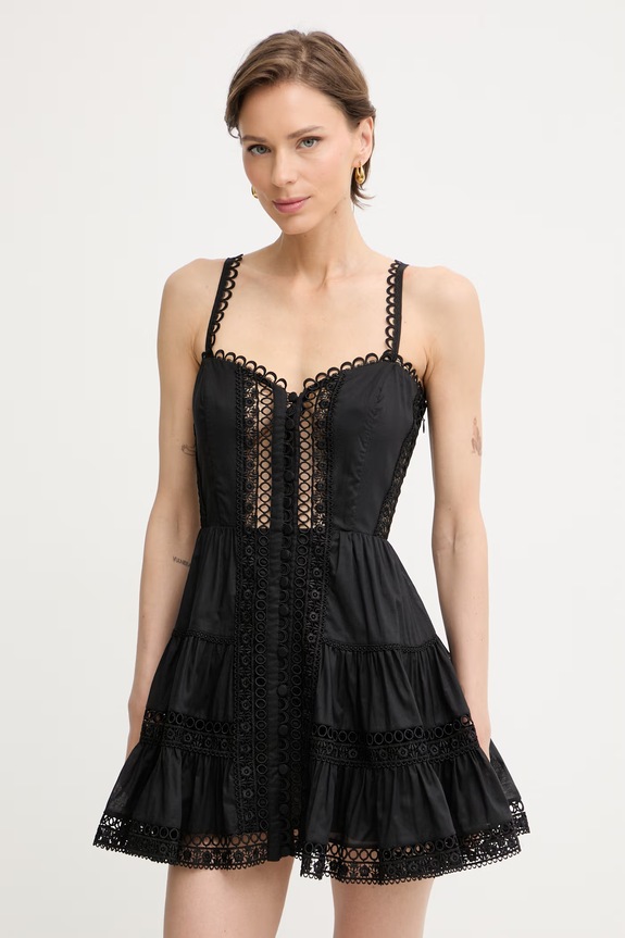 Charo Ruiz Ibiza rochie de vară cu bumbac Lenora negru 261603