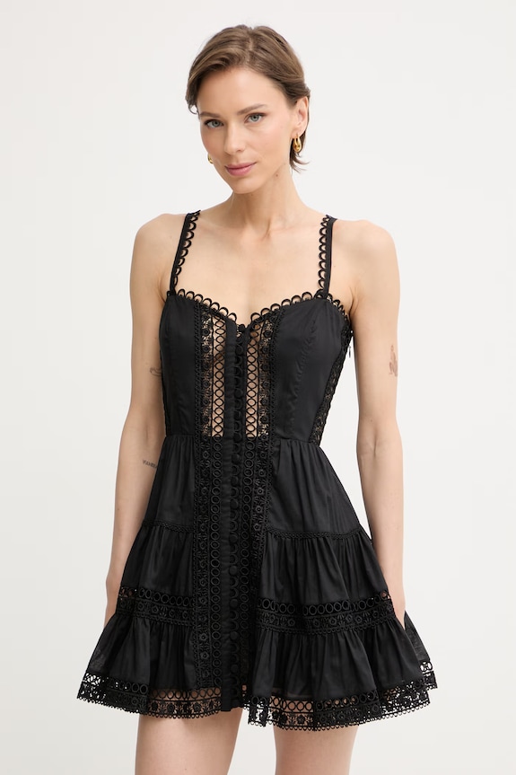 Charo Ruiz Ibiza rochie de vară cu bumbac Lenora negru 261603
