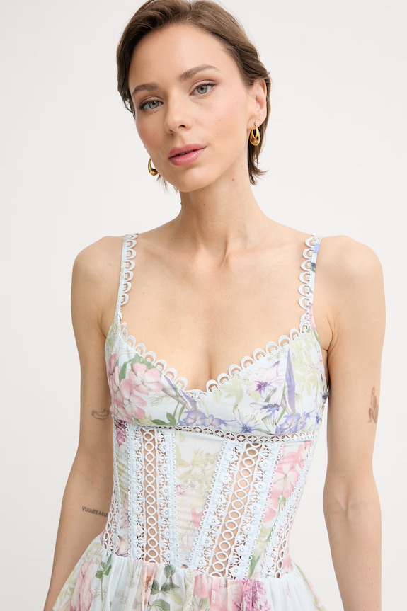 Charo Ruiz Ibiza rochie de vară cu bumbac Gardenia albastru 266603