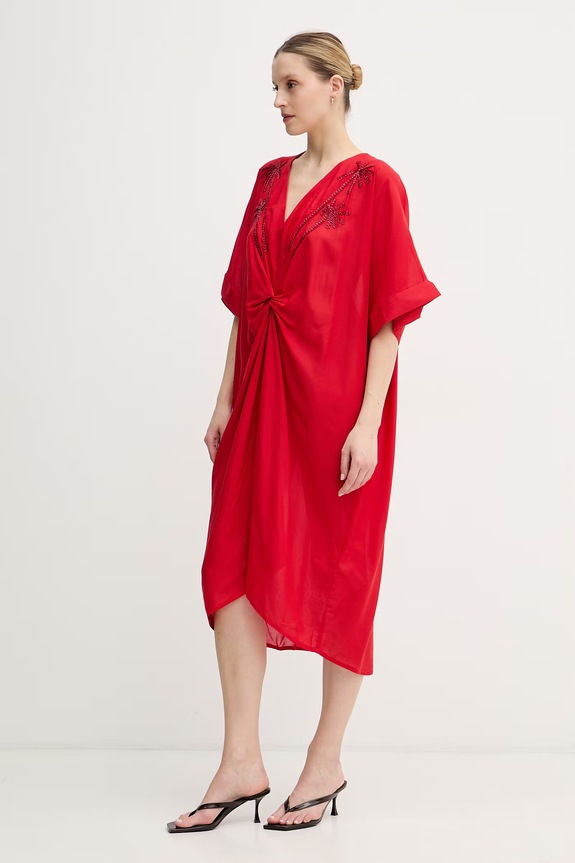 Lola Casademunt letní šaty z viskózy LS2616010 červená SS26