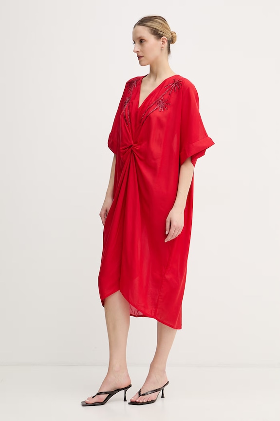 Lola Casademunt letní šaty z viskózy LS2616010 červená SS26