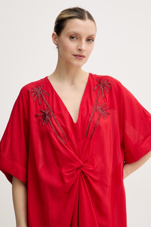 Lola Casademunt letní šaty z viskózy červená LS2616010