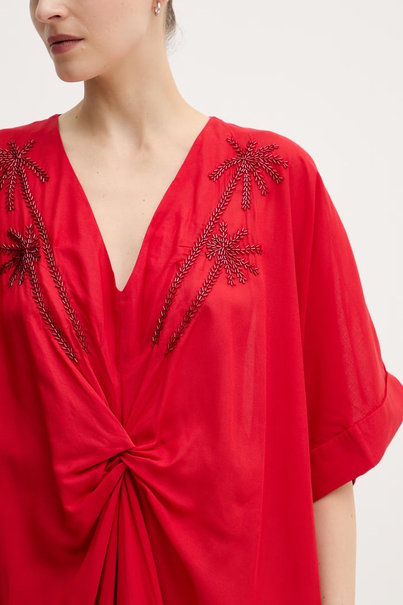 Lola Casademunt letní šaty z viskózy LS2616010 červená