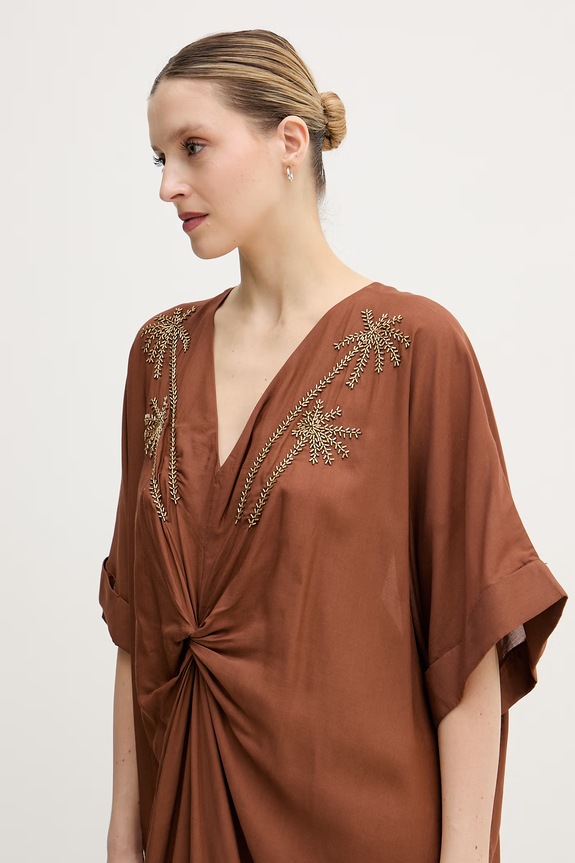 Lola Casademunt poletna obleka viskozna rjava LS2616010