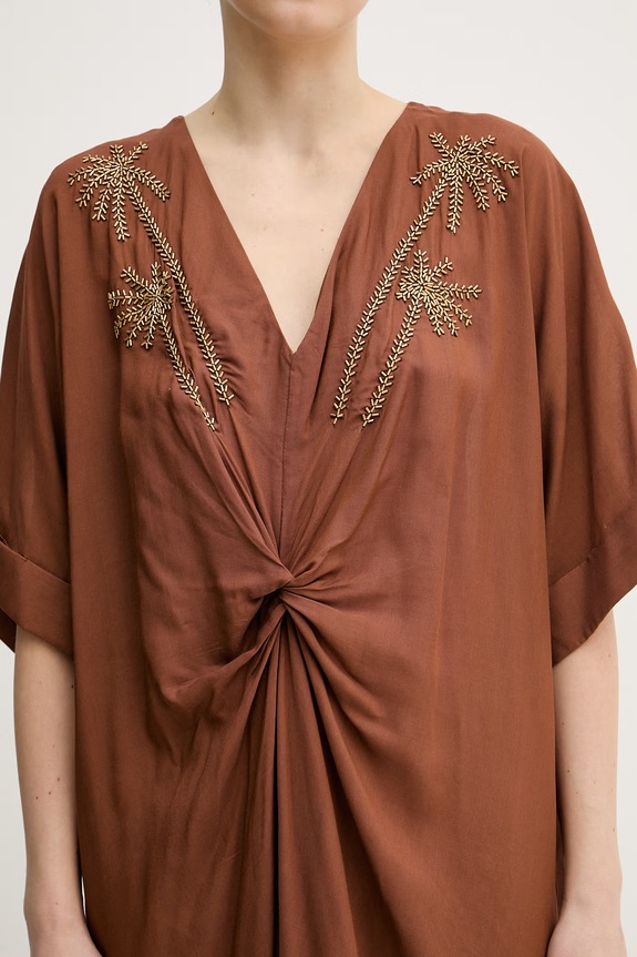 Lola Casademunt poletna obleka viskozna LS2616010 rjava