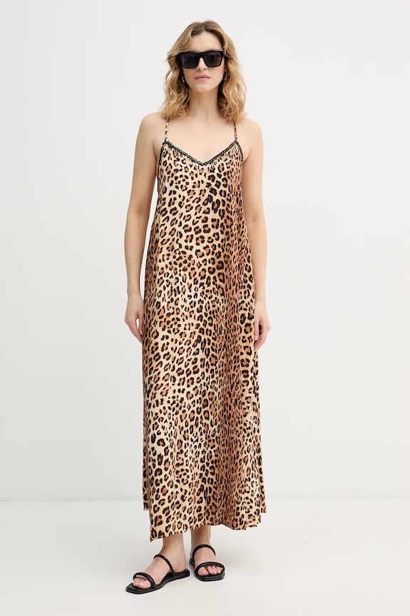 Lola Casademunt poletna obleka viskozna LS2616004 rjava SS26