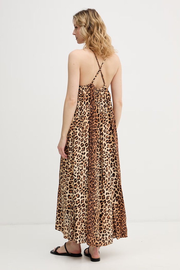 Oblačila Lola Casademunt poletna obleka viskozna LS2616004 rjava