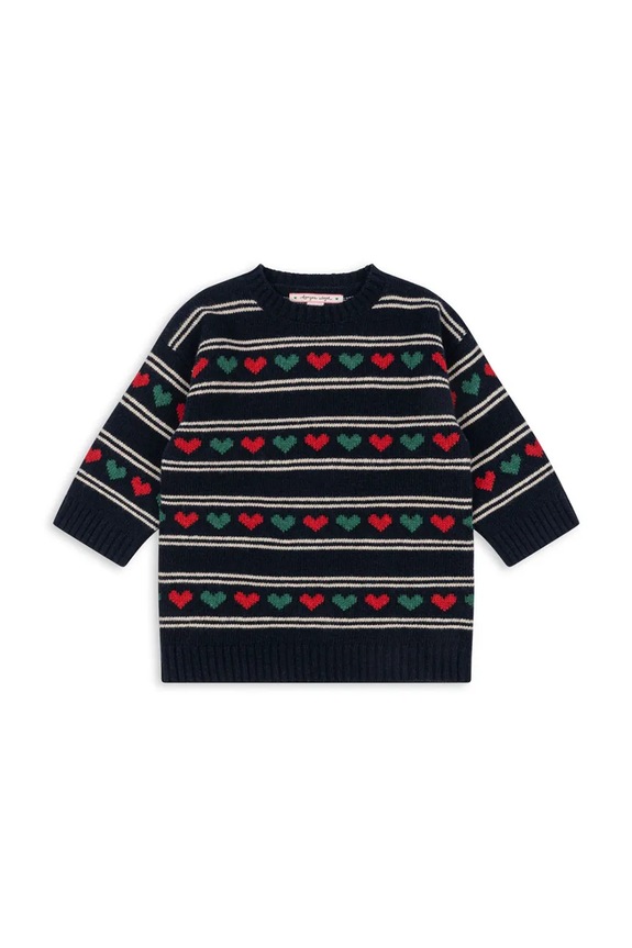 Detské šaty s prímesou vlny Konges Sløjd BELOU KNIT DRESS KS104227.PreSpring tmavomodrá SS26