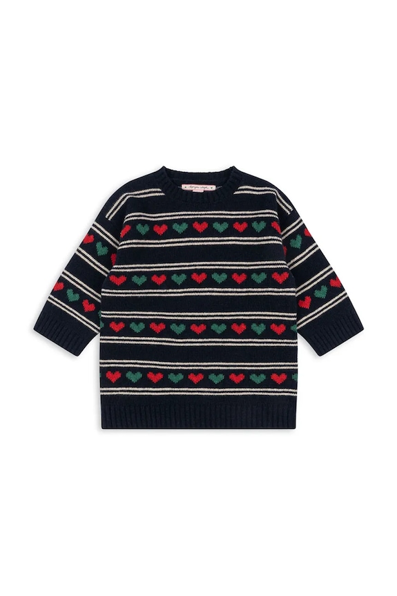 Detské šaty s prímesou vlny Konges Sløjd BELOU KNIT DRESS KS104227.PreSpring tmavomodrá SS26