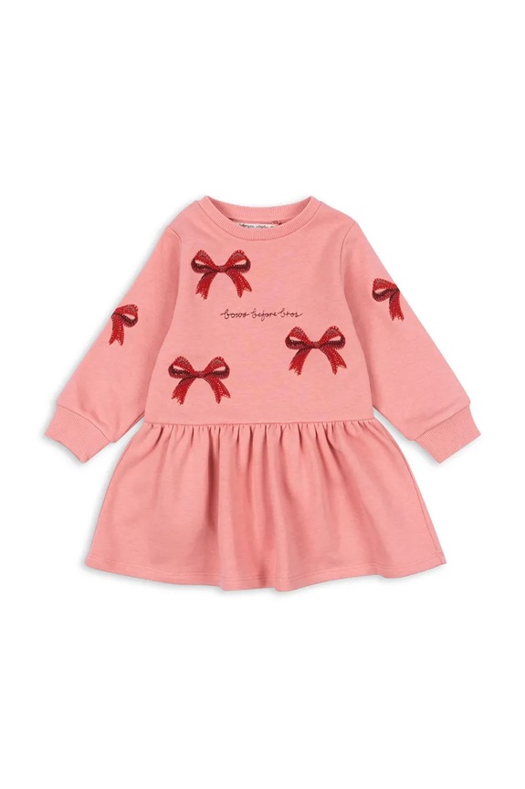 Dievčenské šaty Konges Sløjd LOU BOW SWEAT DRESS OCS pletenina ružová KS104341.PreSpring