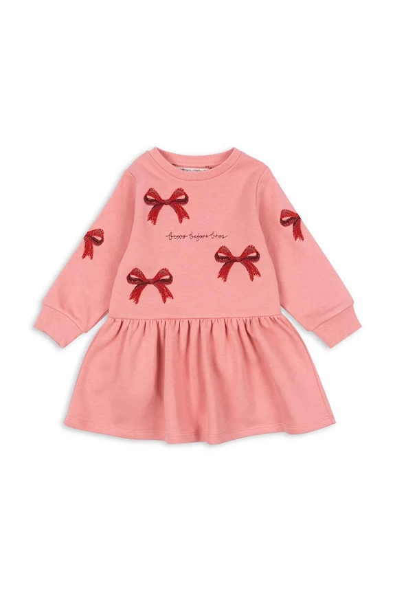 Dievčenské šaty Konges Sløjd LOU BOW SWEAT DRESS OCS pletenina ružová KS104341.PreSpring