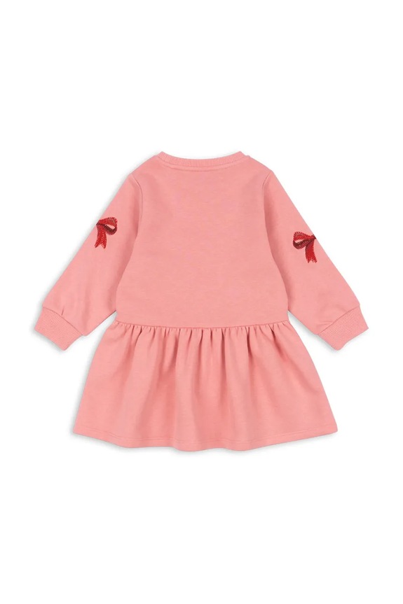 Dievčenské šaty Konges Sløjd LOU BOW SWEAT DRESS OCS KS104341.PreSpring ružová SS26