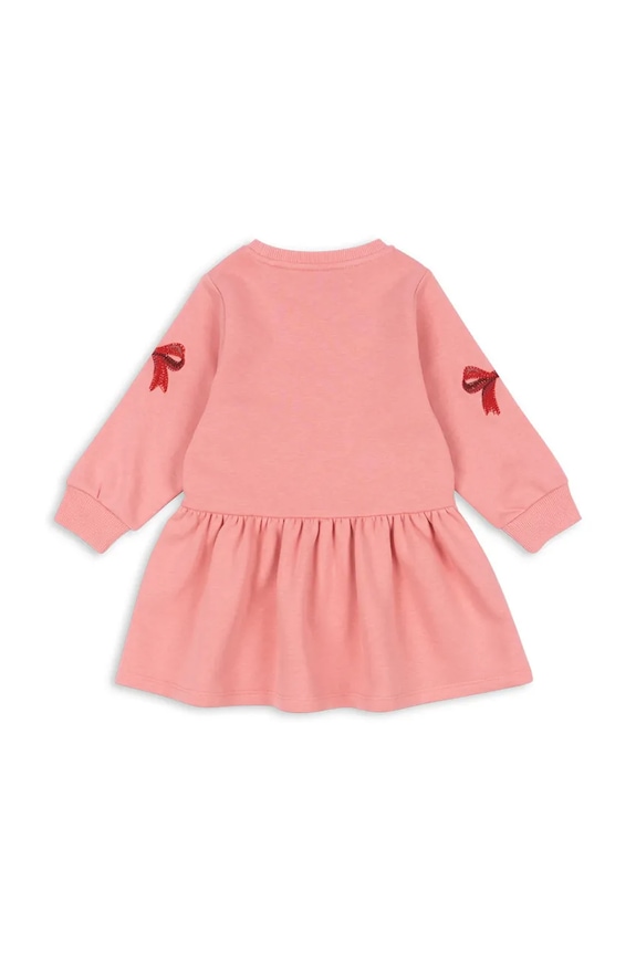 Dievčenské šaty Konges Sløjd LOU BOW SWEAT DRESS OCS KS104341.PreSpring ružová SS26
