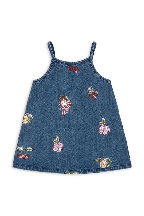 Dievčenské bavlnené šaty Konges Sløjd MAGOT SEQUIN STRAP DRESS GOTS KS104366.PreSpring modrá SS26