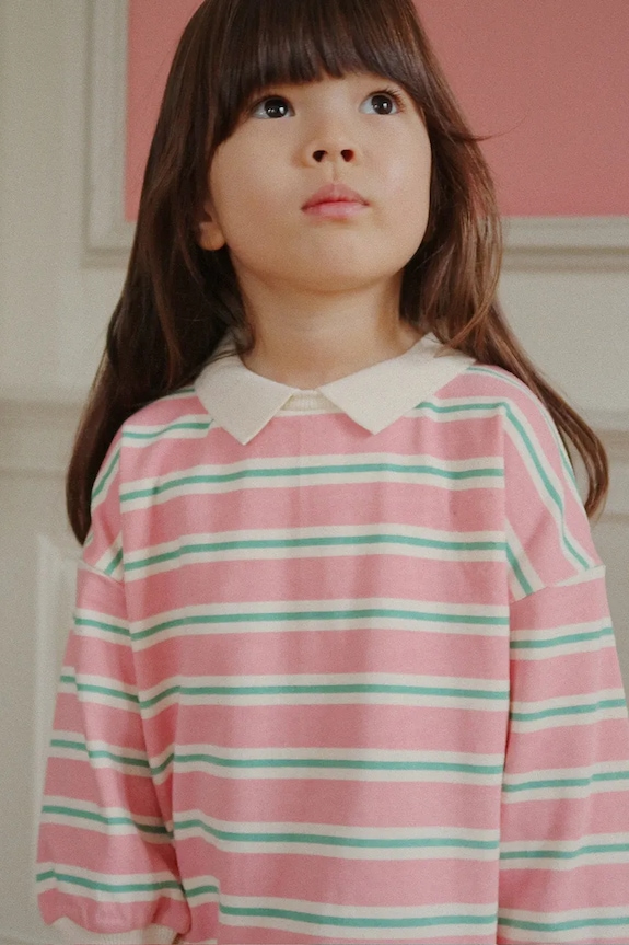 Dievčenské bavlnené šaty Konges Sløjd SPOTTY LS DRESS GOTS pásiky ružová KS104524.PreSpring