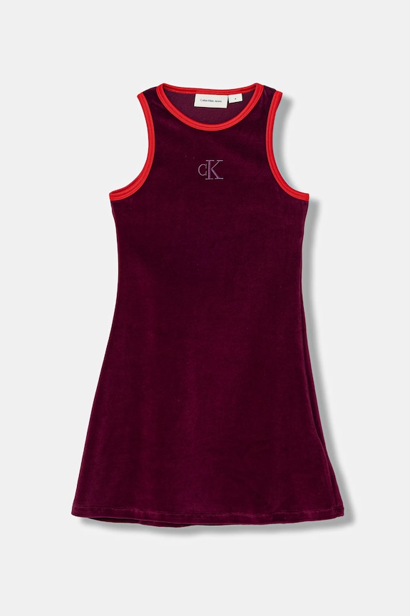 Dívčí šaty Calvin Klein Jeans mini burgundské IG0IG03080.128.176.PPY2