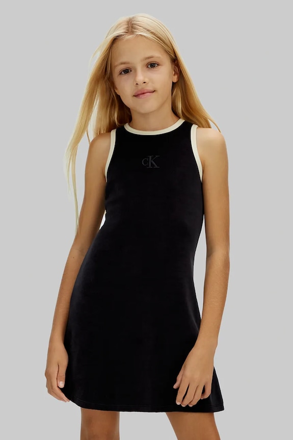Παιδικό φόρεμα Calvin Klein Jeans στρογγυλό μαύρο IG0IG03080.128.176.PPY2