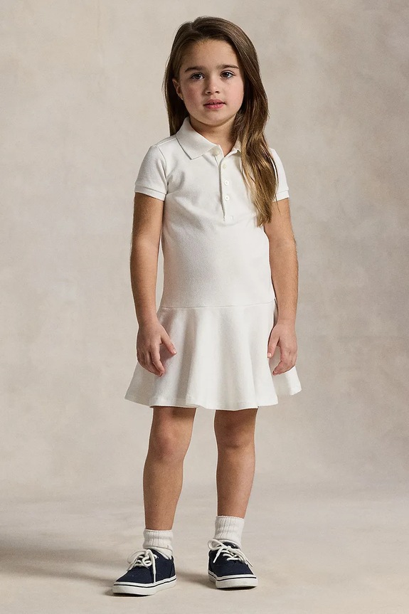 Dievčenské šaty Polo Ralph Lauren s elastanom biela 312624740003