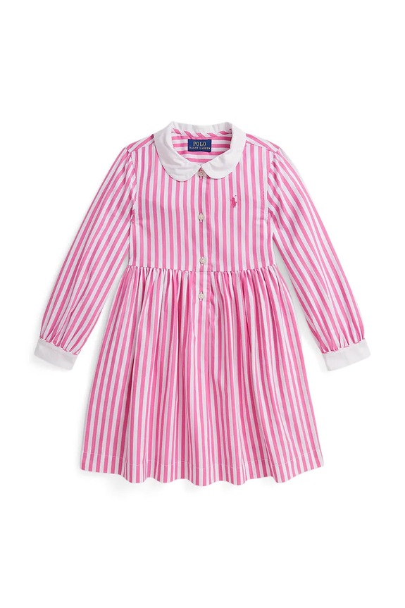 Dievčenské bavlnené šaty Polo Ralph Lauren pásiky ružová 312A95899001
