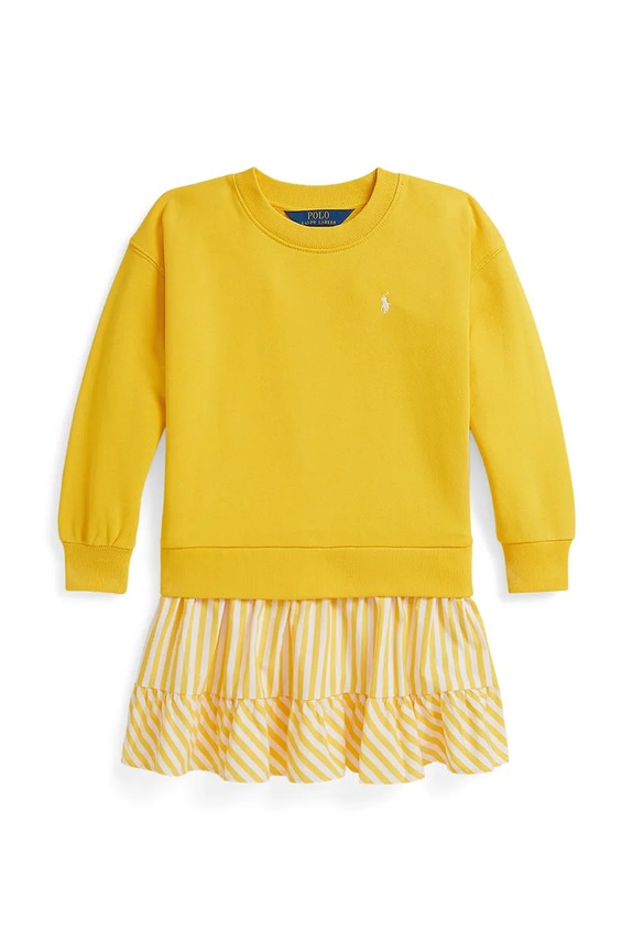 Dievčenské bavlnené šaty Polo Ralph Lauren jemný vzor žltá 312A96138002