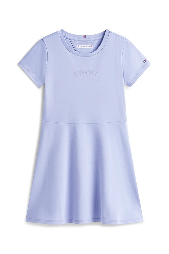 Dětské bavlněné šaty Tommy Hilfiger KG0KG09284.104.122.PPY2 fialová SS26
