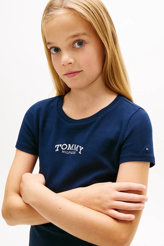 Dětské bavlněné šaty Tommy Hilfiger KG0KG09284.104.122.PPY2 námořnická modř