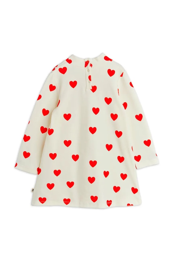 Dječja baršunasta haljina Mini Rodini Hearts 26150102 bijela SS26