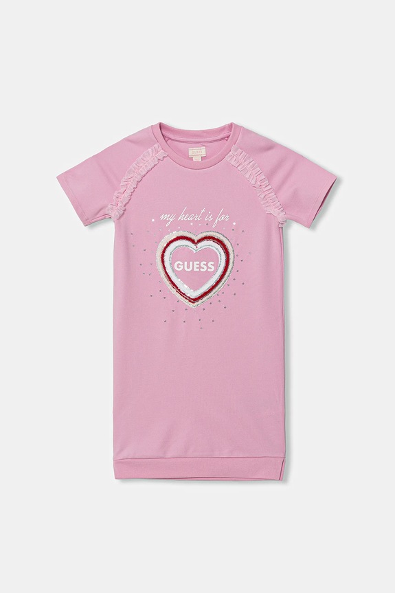 Dívčí šaty Guess midi růžová K6RK01.KAUH0.PPY2