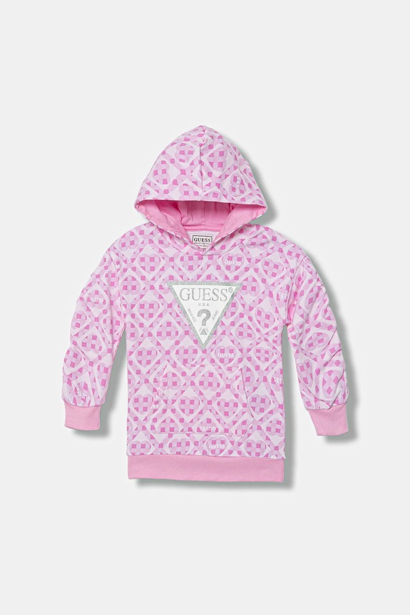 Детска памучна рокля Guess надпис розов K6RK05.KA6R4.PPY2
