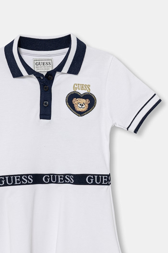 Dievča Guess letné šaty bavlnené s elastanom K6RK14.K7064.PPY2 biela