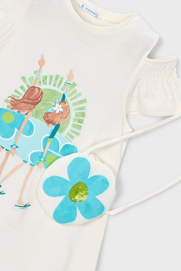 Djevojčice Dječja pamučna haljina Mayoral 3941.6L.Mini.PPY2 bijela