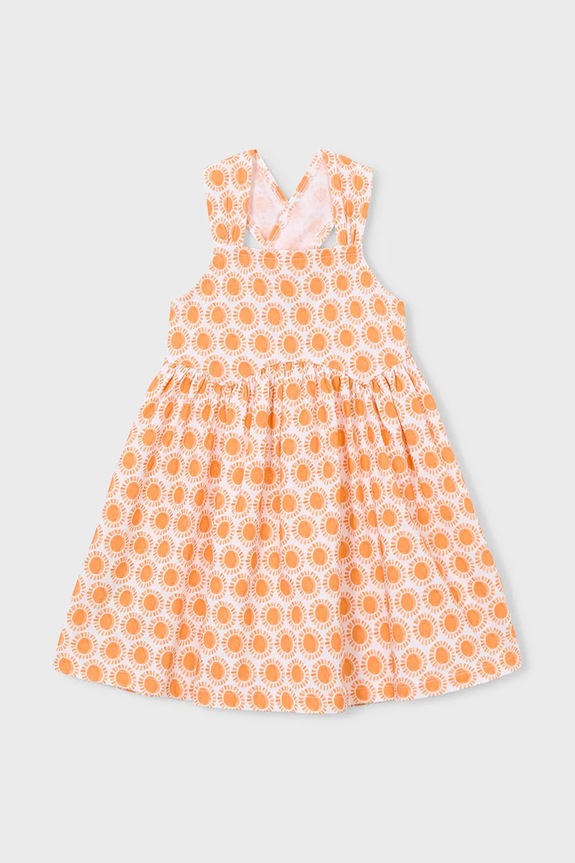 Dievčenské bavlnené šaty Mayoral 3944.6N.Mini.PPY2 oranžová SS26