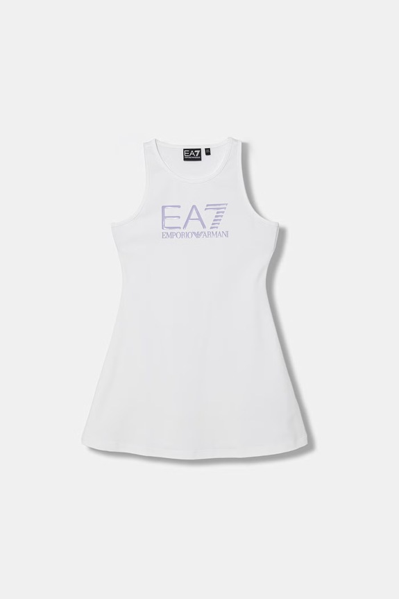 EA7 Emporio Armani rochie din bumbac cu elastan alb 7G000150.AF12484