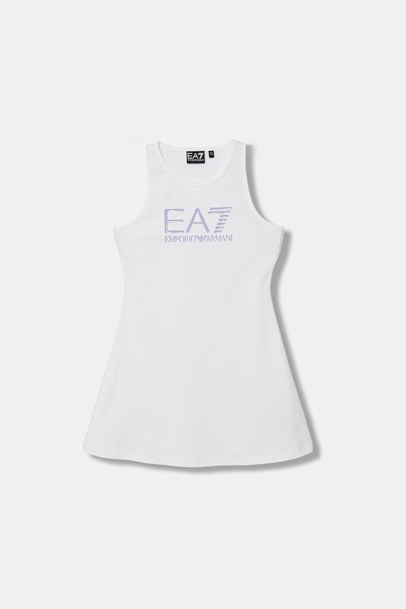 EA7 Emporio Armani rochie din bumbac cu elastan alb 7G000150.AF12484