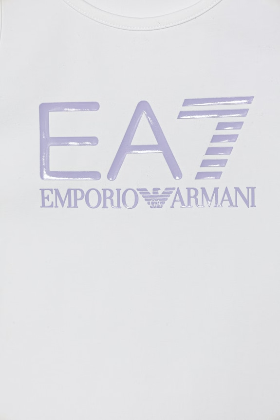 Fete EA7 Emporio Armani rochie din bumbac cu elastan 7G000150.AF12484 alb