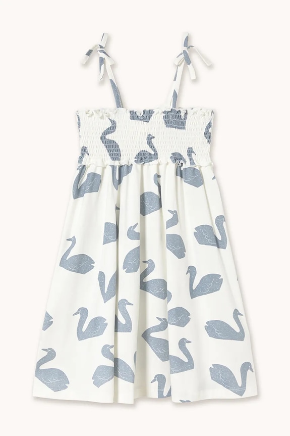 Dievčenské bavlnené šaty Tinycottons BIG SWANS KNITTED DRESS bavlna biela SS26.003