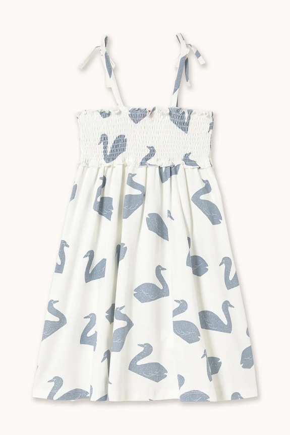 Dievčenské bavlnené šaty Tinycottons BIG SWANS KNITTED DRESS SS26.003 biela SS26