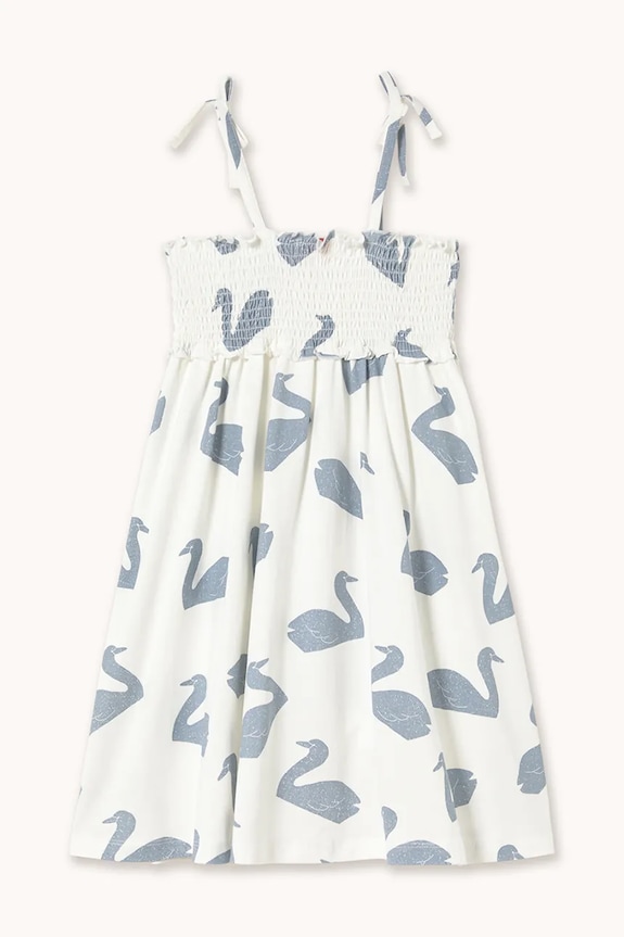 Dievčenské bavlnené šaty Tinycottons BIG SWANS KNITTED DRESS SS26.003 biela SS26