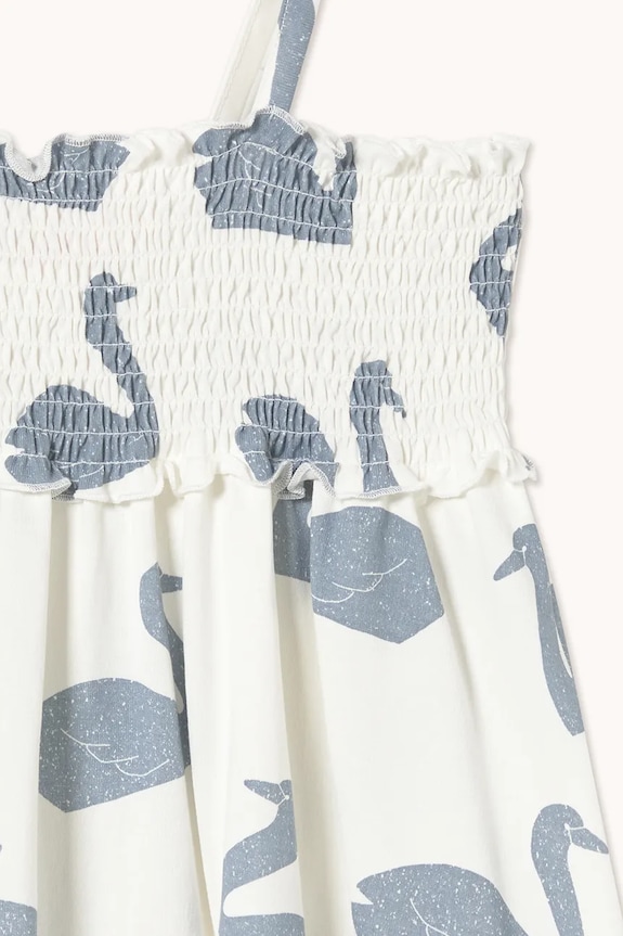 Dievča Dievčenské bavlnené šaty Tinycottons BIG SWANS KNITTED DRESS SS26.003 biela