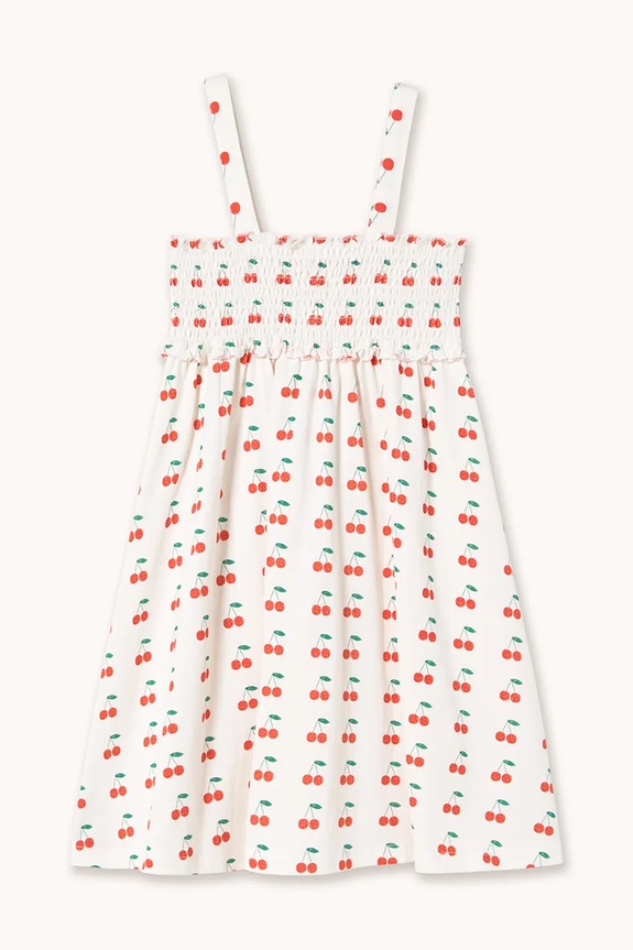 Tinycottons gyerek pamutruha CHERRIES STRAP DRESS SS26.020 fehér SS26