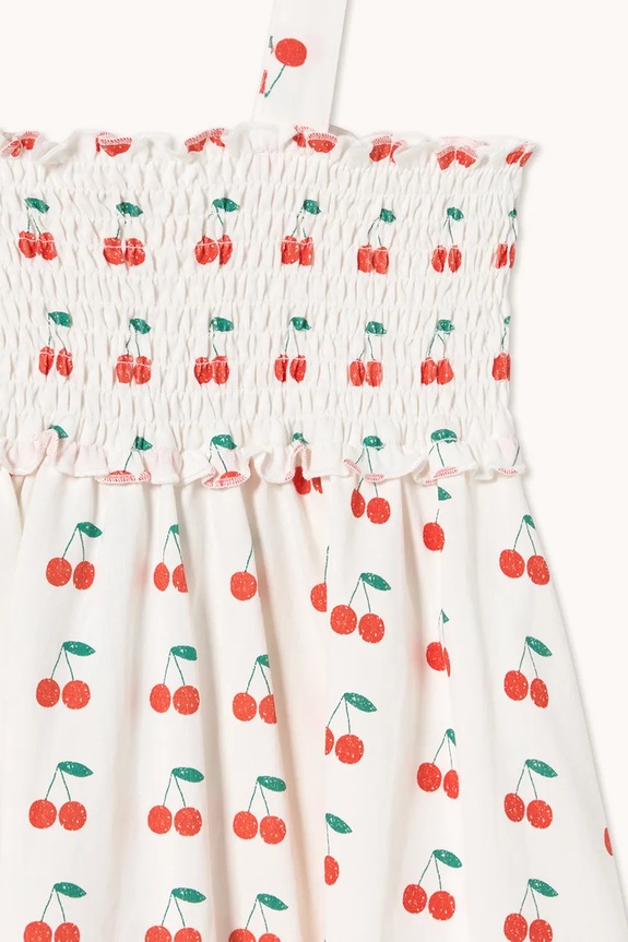Tinycottons gyerek pamutruha CHERRIES STRAP DRESS fehér SS26.020