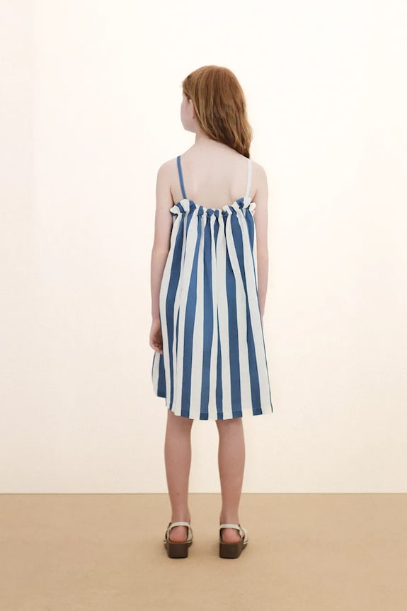 Detské šaty s prímesou ľanu Tinycottons LIGHT NAVY STRIPES DRESS SS26.225