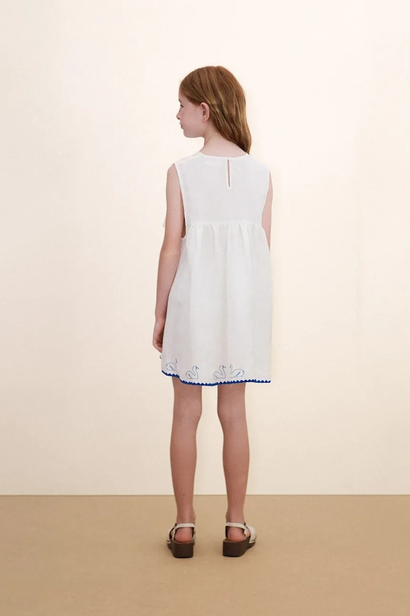 Detské šaty s prímesou ľanu Tinycottons SWANS BOWS DRESS SS26.229