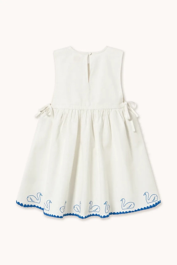 Dievča Detské šaty s prímesou ľanu Tinycottons SWANS BOWS DRESS SS26.229 biela
