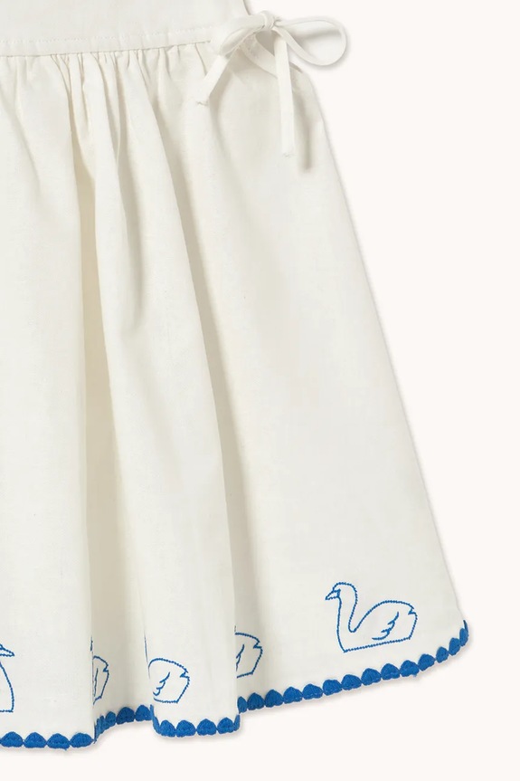 Detské šaty s prímesou ľanu Tinycottons SWANS BOWS DRESS biela SS26.229