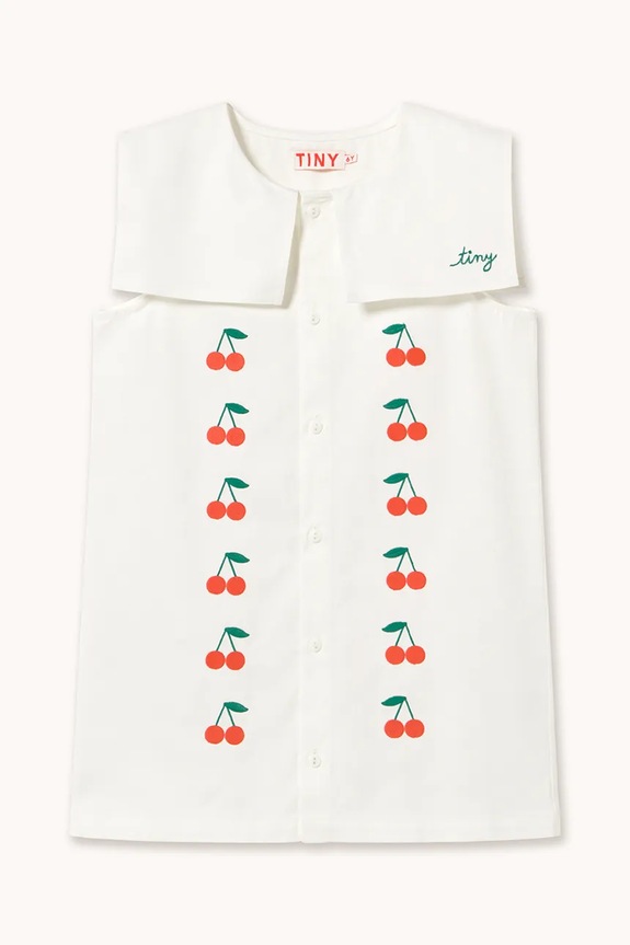 Dievčenské bavlnené šaty Tinycottons MINI CHERRIES TWILL DRESS SS26.311 biela SS26