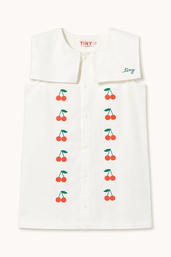 Dievčenské bavlnené šaty Tinycottons MINI CHERRIES TWILL DRESS SS26.311 biela SS26