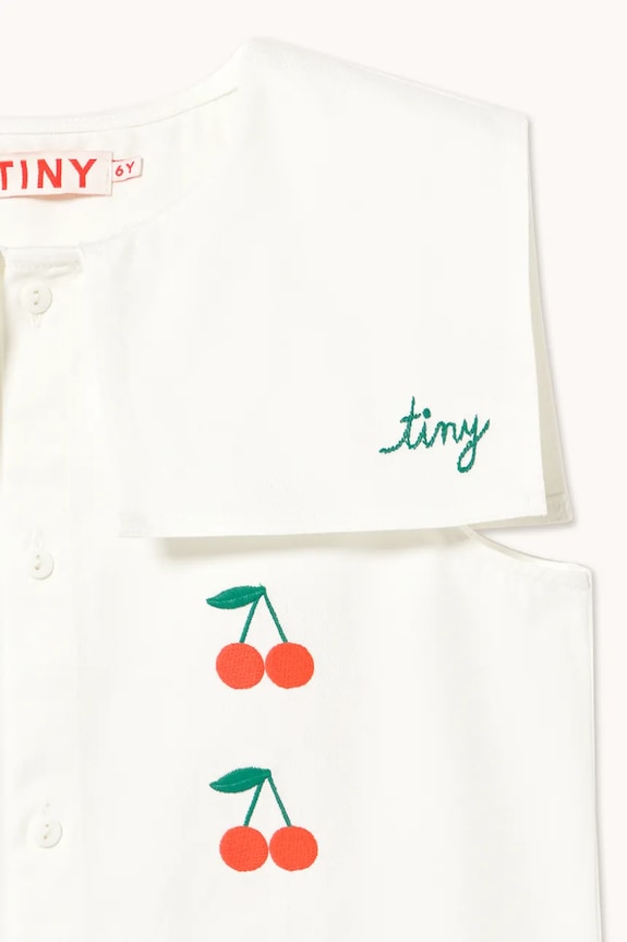 Dievčenské bavlnené šaty Tinycottons MINI CHERRIES TWILL DRESS biela SS26.311