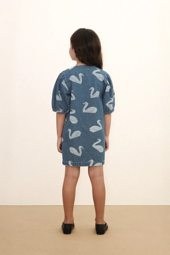 Dievčenské bavlnené šaty Tinycottons BIG SWANS DRESS SS26.325